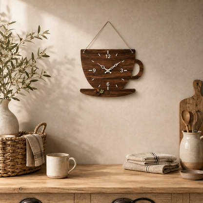 BrewTime™ - Rustic Coffee Wall Clock