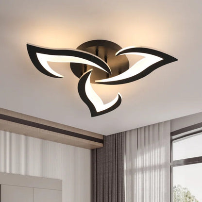 Flower-Shaped Semi-Flush Ceiling Light with Integrated LED for Living Room Bedroom Hall Modern Decorative Lighting Fixture 21.6in or 26in