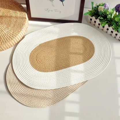 Brynley Area Rug - Washable Braided Hemp, Boho Oval Design