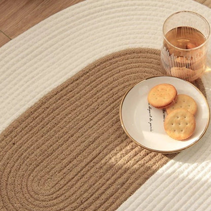Brynley Area Rug - Washable Braided Hemp, Boho Oval Design