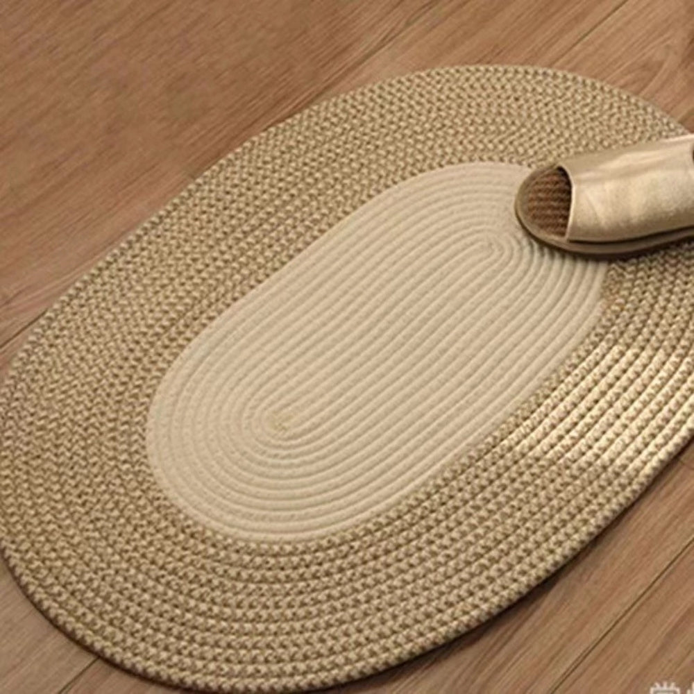 Brynley Area Rug - Washable Braided Hemp, Boho Oval Design