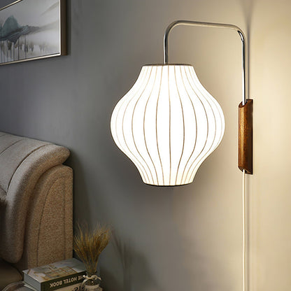 Swivel Sphere Wall Light with Adjustable Cord 15.7 in Walnut Chrome Finish Plug-In LED Sconce for Bedroom Office Living Room