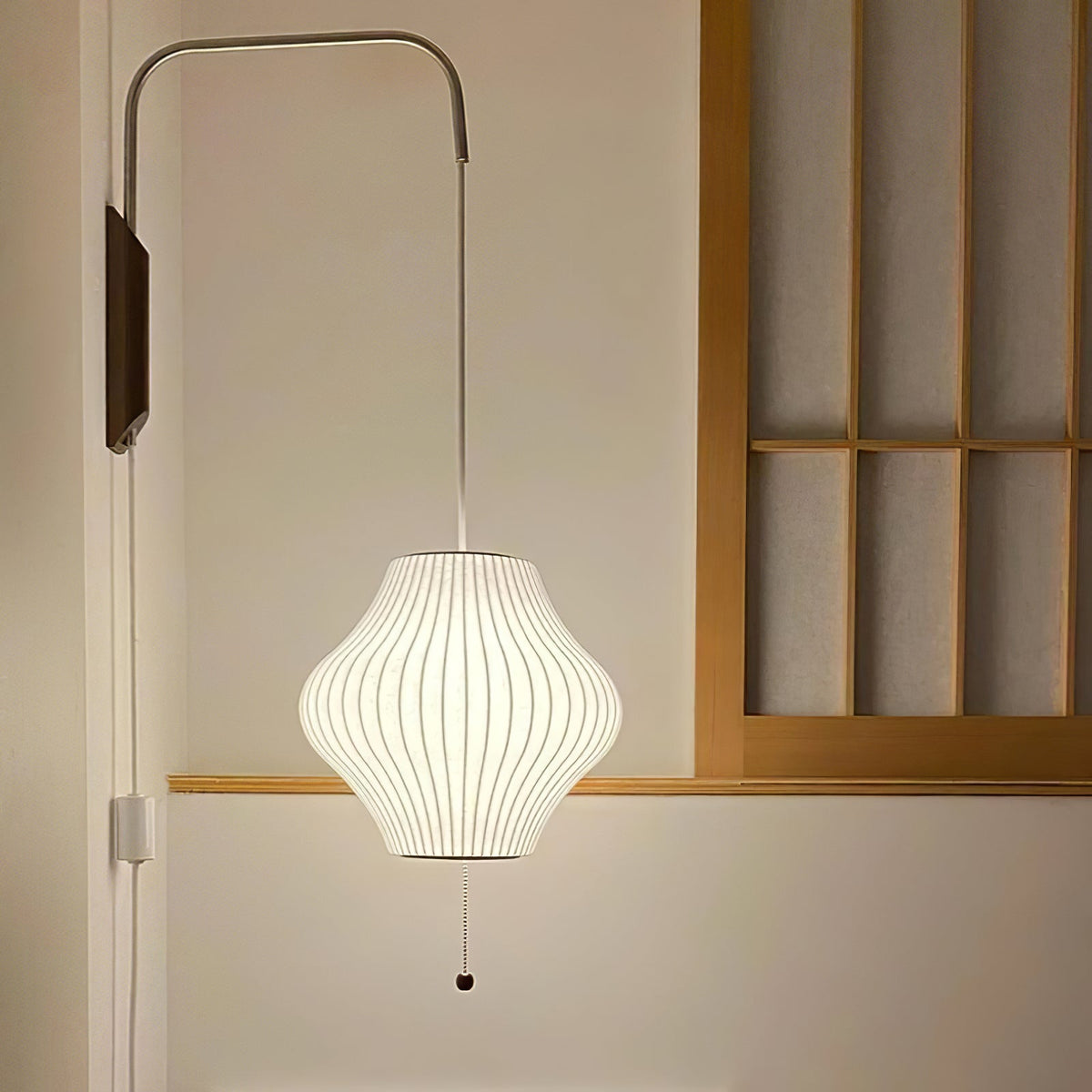 Swivel Sphere Wall Light with Adjustable Cord 15.7 in Walnut Chrome Finish Plug-In LED Sconce for Bedroom Office Living Room