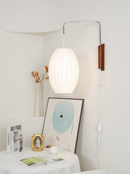 Swivel Sphere Wall Light with Adjustable Cord 15.7 in Walnut Chrome Finish Plug-In LED Sconce for Bedroom Office Living Room