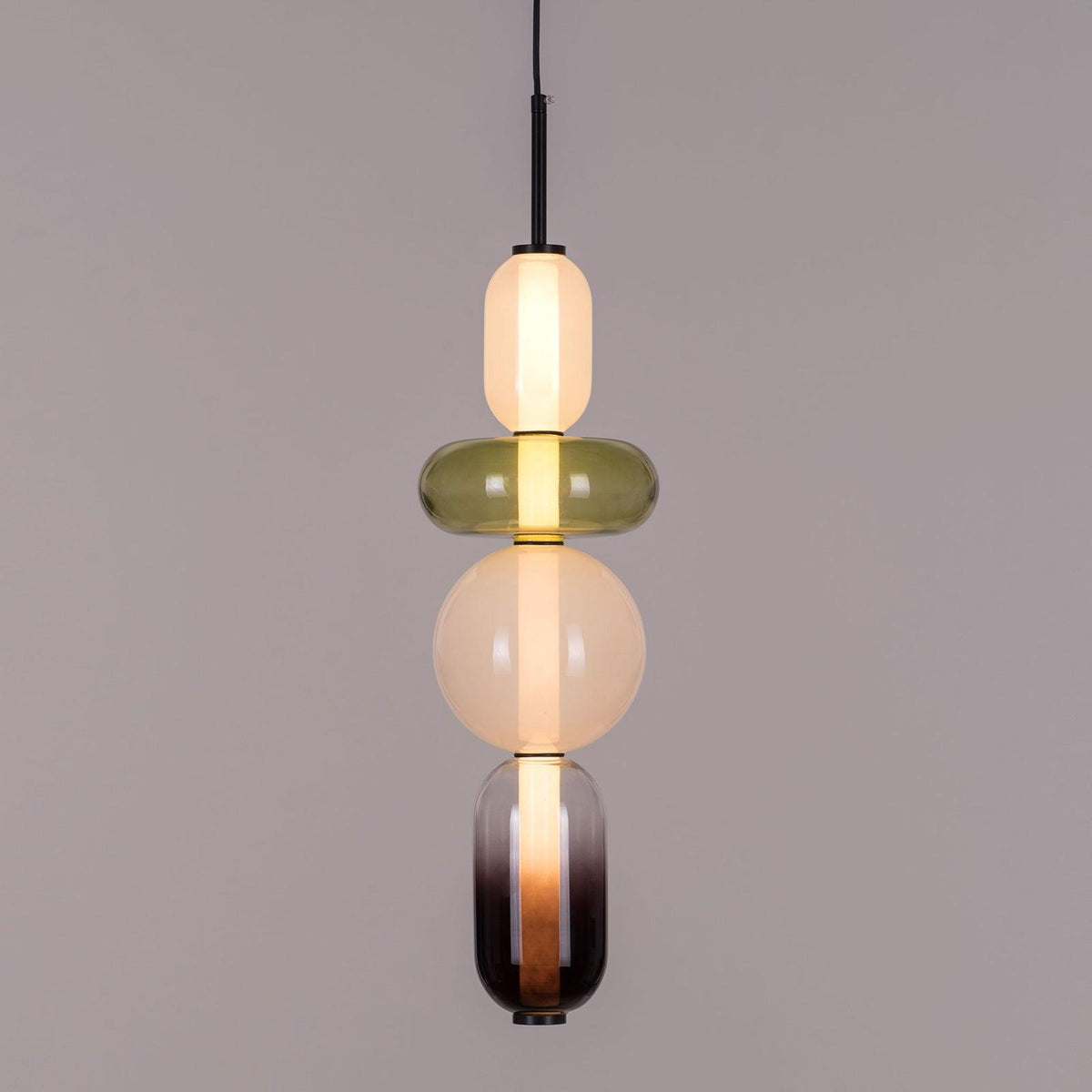Handblown Glass Drop Pendant LED 7-inch Multi-Color Chandelier Dimmable Ceiling Light Adjustable for Kitchen Island Dining Table Living Room