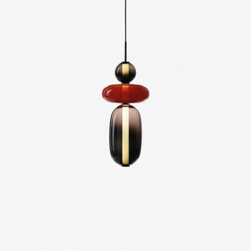 Handblown Glass Drop Pendant LED 7-inch Multi-Color Chandelier Dimmable Ceiling Light Adjustable for Kitchen Island Dining Table Living Room