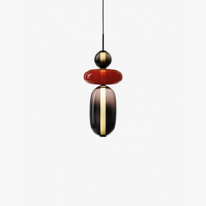 Handblown Glass Drop Pendant LED 7-inch Multi-Color Chandelier Dimmable Ceiling Light Adjustable for Kitchen Island Dining Table Living Room