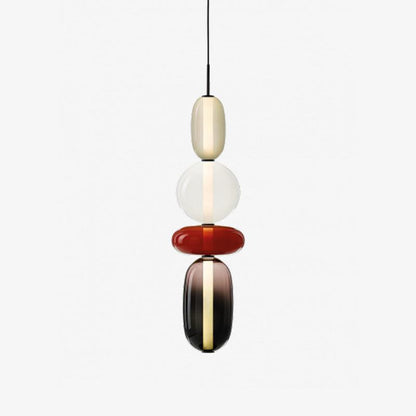 Handblown Glass Drop Pendant LED 7-inch Multi-Color Chandelier Dimmable Ceiling Light Adjustable for Kitchen Island Dining Table Living Room
