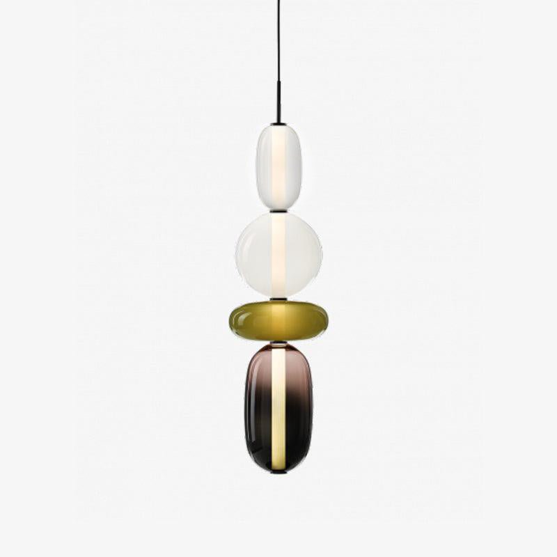 Multi-Jar LED Overhead Fixture 20 Inch Colorful Tinted Glass Drop Lights for Dining Kitchen Bedroom Modern Bohemian Accent Chandelier Adjust