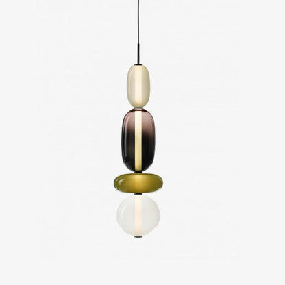 Handblown Glass Drop Pendant LED 7-inch Multi-Color Chandelier Dimmable Ceiling Light Adjustable for Kitchen Island Dining Table Living Room