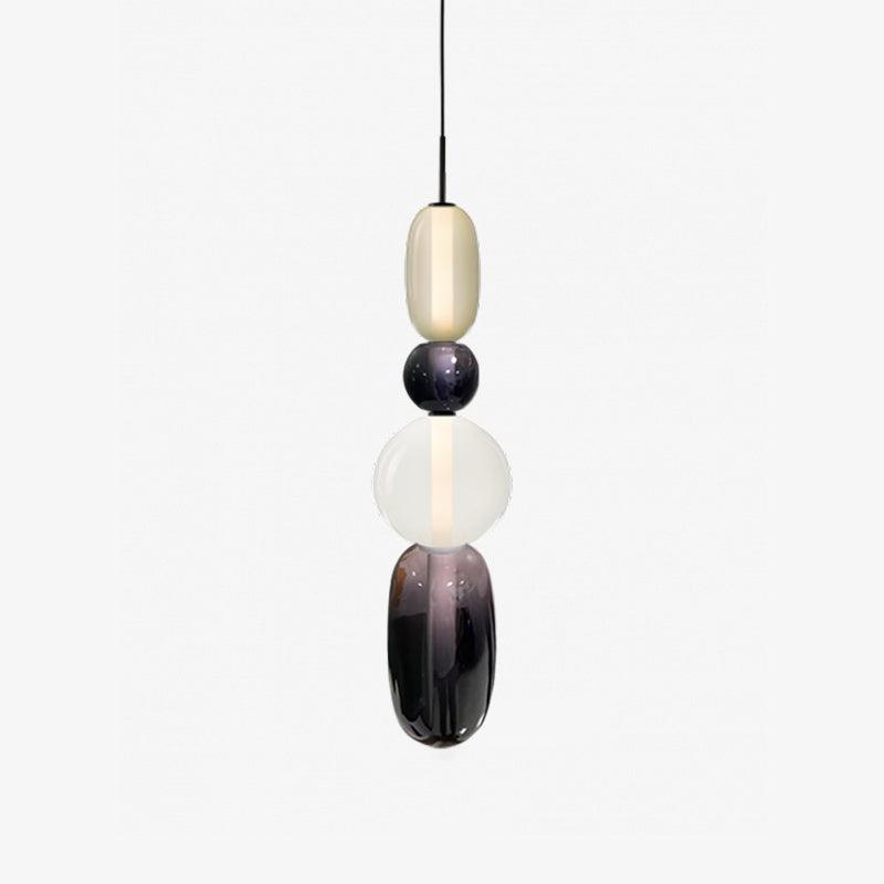 Handblown Glass Drop Pendant LED 7-inch Multi-Color Chandelier Dimmable Ceiling Light Adjustable for Kitchen Island Dining Table Living Room
