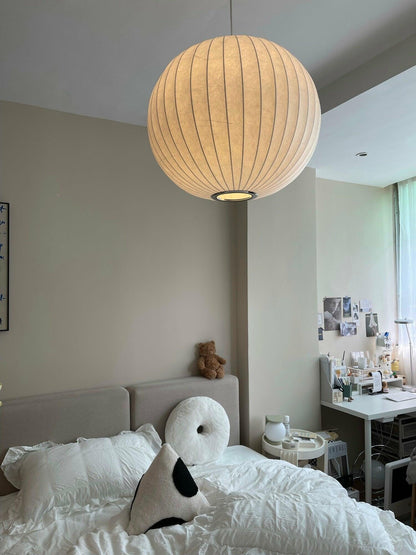 Steel Wire Silk Shade Ceiling Light 20 in White for Kitchen Island Dining Room Modern Pendant Lamp Hanging Fixture Adjustable Cord E26 Base