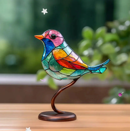 Stained Glass Bird Sun Catcher Hanging Ornament for Windows Living Room Bedroom Home Décor Gift Light Prism Rainbow Display