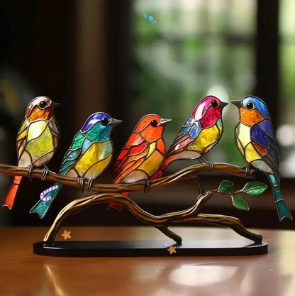 Suncatcher Bird Ornament Set for Windows – Hanging Art Glass Décor Prism Reflects Rainbow Light for Living Room, Bedroom & Home