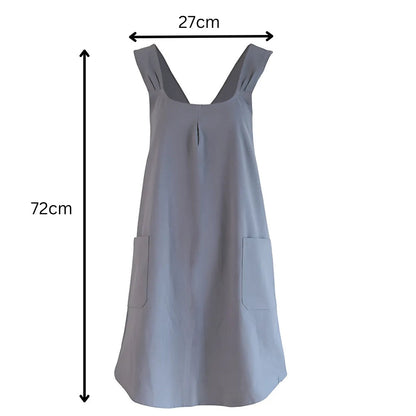 Cross-Back Cotton Apron Dress with Pockets for Kitchen, Baking & Gardening | Relaxed Fit Smock for Women | Machine Washable Crafting Coverup
