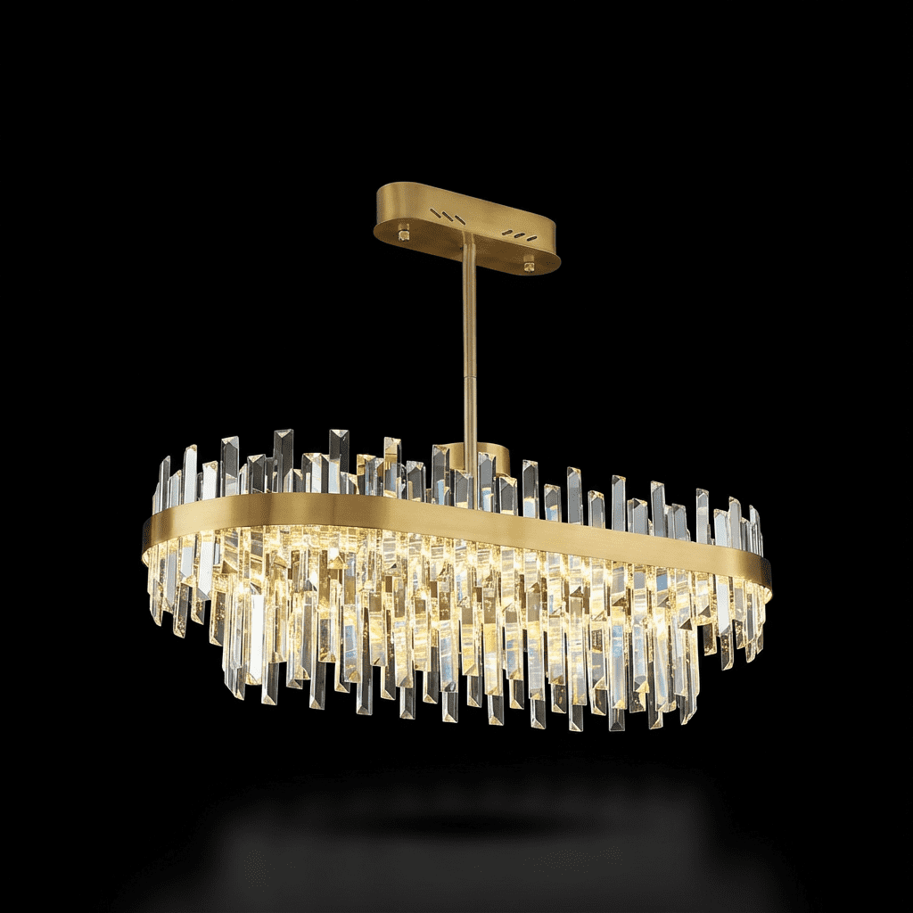 Crystal Ceiling Fixture with Adjustable Light Tones Gold Metal Frame 31.5 Inch for Dining Room Living Room Bedroom Modern Overhead Lighting
