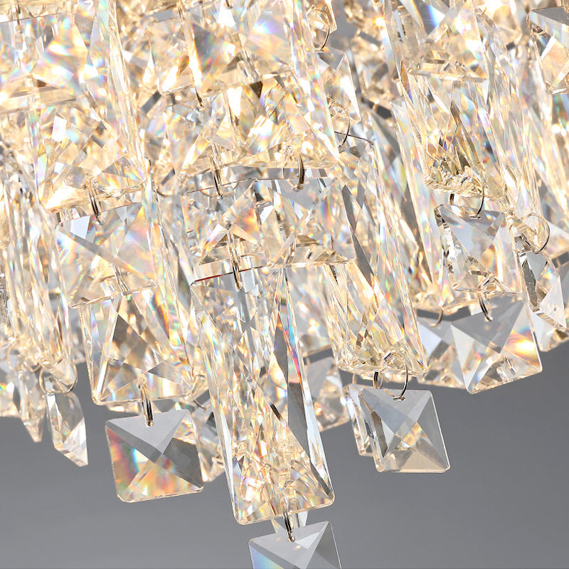 Flush Mount Crystal Ceiling Light Round Chandelier Chrome Finish for Bedroom Living Room Hallway Elegant Lighting Fixture Sparkling