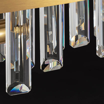 Tiered Crystal Ceiling Fixture in Gold Finish for Dining Rooms and Kitchen Islands – Adjustable Height, Multi-Size Options, E12 Candelabra B
