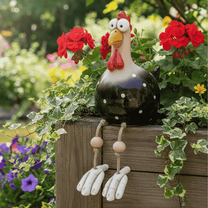 ChickCharm Decor - Garden Chicken Statue - Playful Style - Weatherproof