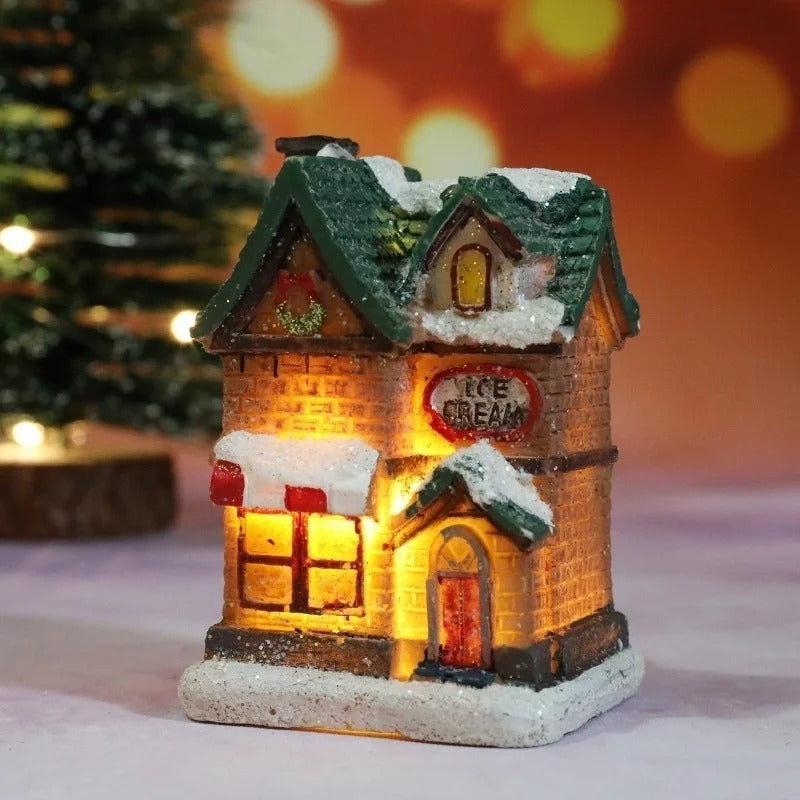 Caldara Christmas Village Set - Hand-Painted Houses with LED Lighting