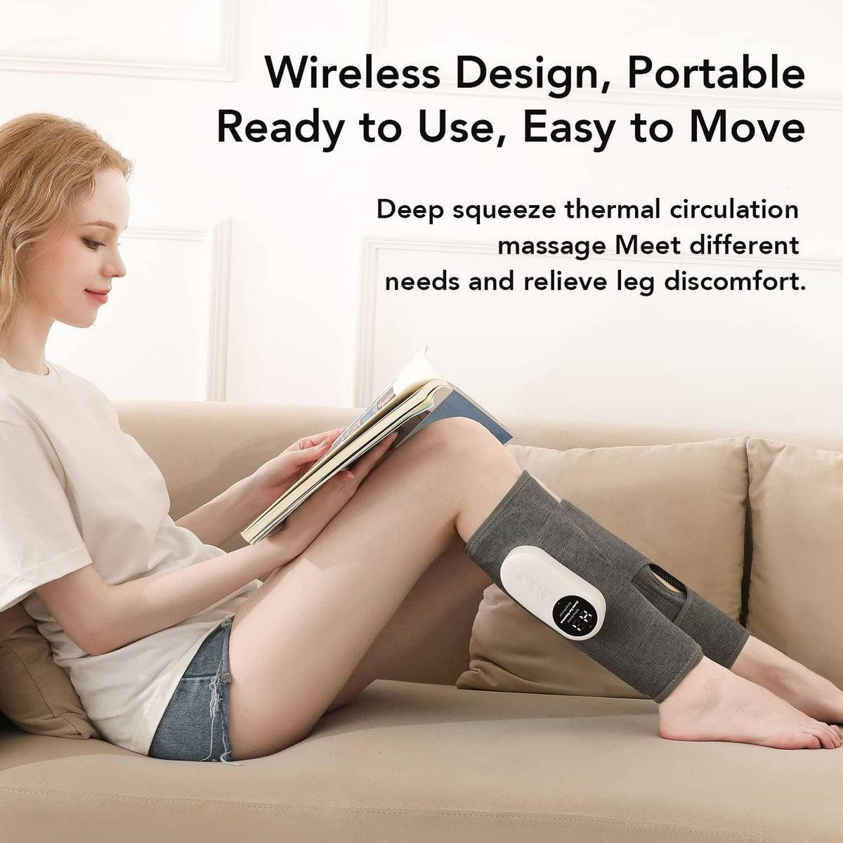 Calf Relief | Air Compression Leg Massager with Adjustable Heat | Soothing Relaxation for Tired Legs