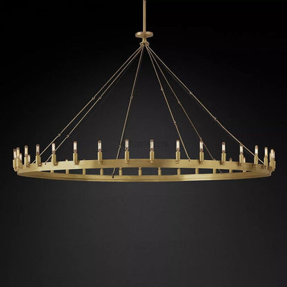 Industrial Round Iron Chandelier with Vintage Filament Bulbs for Dining Room & Foyer
