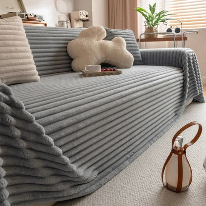 VelvetRib Sofa Protector - Pluche Microfiber, Quilted Comfort