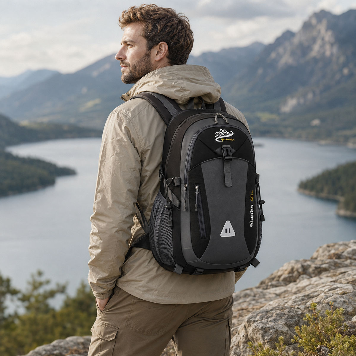 40L Outdoor Backpack with Padded Mesh Panels & Adjustable Straps for Hiking and Travel
