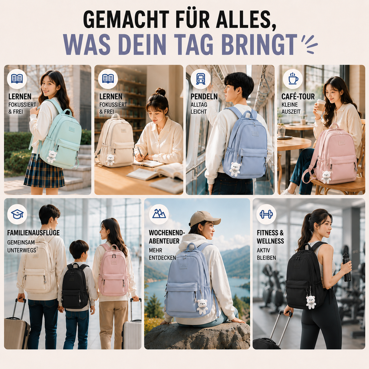 Everyday Backpack with Padded Laptop Compartment & Multiple Pockets for School, Work & Travel