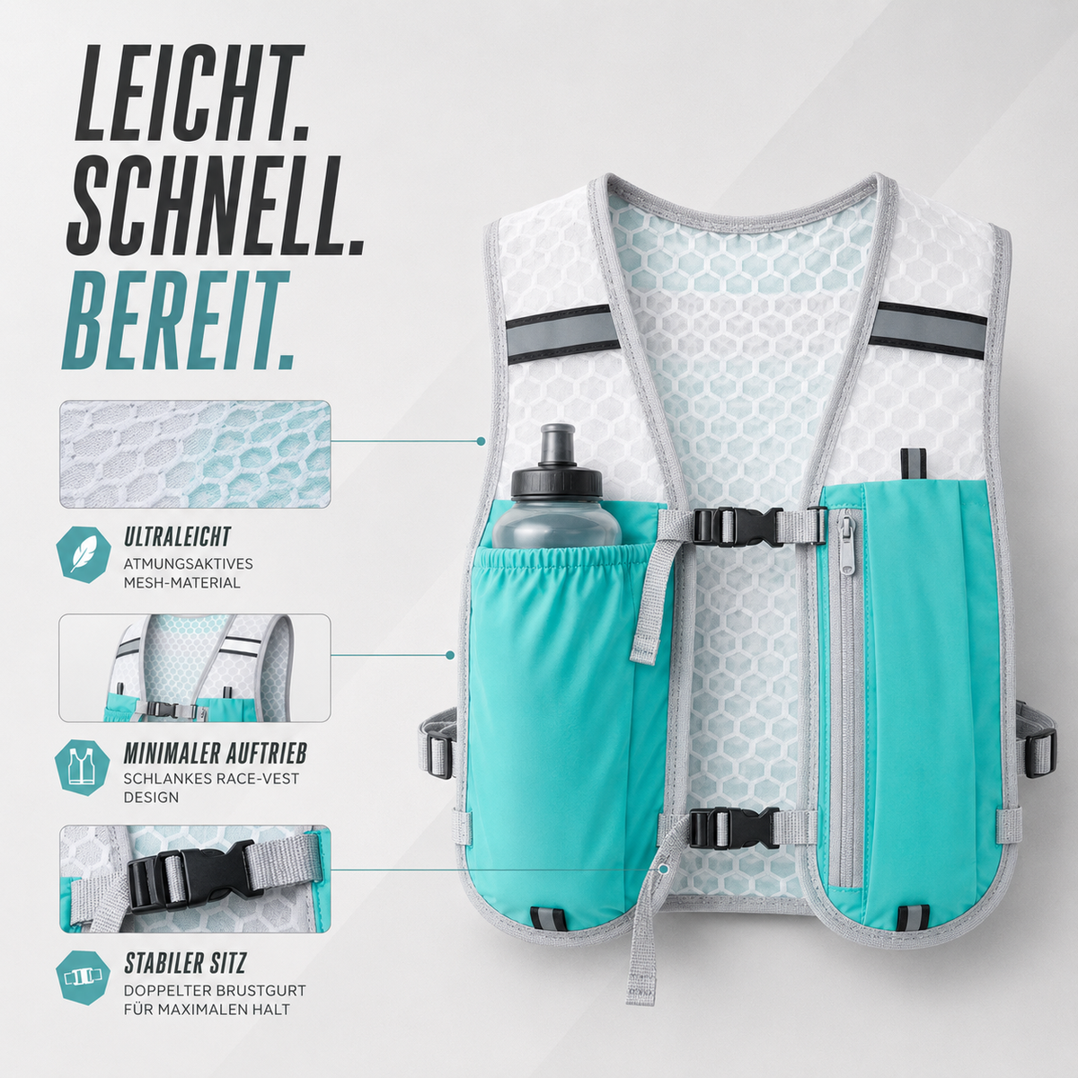 Running Hydration Vest 5L Lightweight Trail Pack with Multiple Pockets for Marathon Training