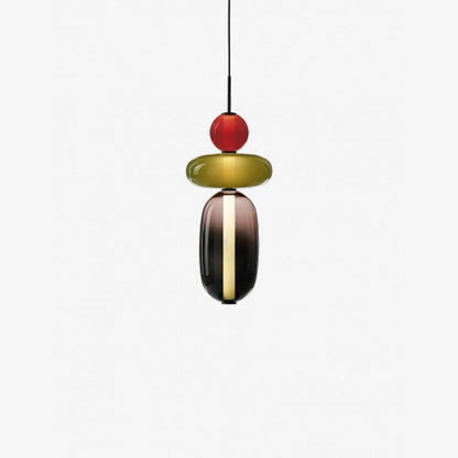 Stacked Glass Orb Hanging Light Fixture for Dining Room Kitchen Island Multi-Color Tinted Ceiling Pendant 30 Inch Height Adjustable Modern A