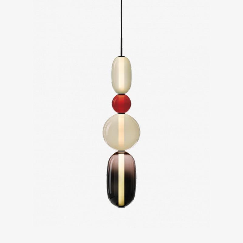 Stacked Glass Orb Hanging Light Fixture for Dining Room Kitchen Island Multi-Color Tinted Ceiling Pendant 30 Inch Height Adjustable Modern A