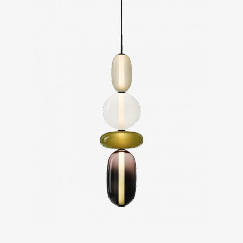 Stacked Glass Orb Hanging Light Fixture for Dining Room Kitchen Island Multi-Color Tinted Ceiling Pendant 30 Inch Height Adjustable Modern A