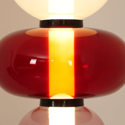 Artisan Glass Standing Lamp 63 in Red White Black Accent Light for Living Room Contemporary Sculptural Décor LED Uplight Statement Piece