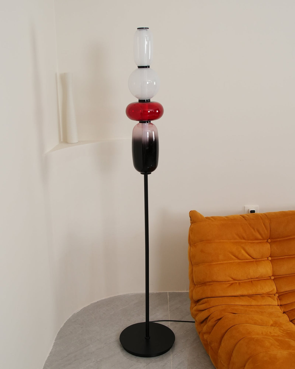 Tall Standing Lamp with Adjustable Color Temperature Metal & Glass Shade Modern Accent Lighting for Bedroom Living Room Reading Nook 51 in