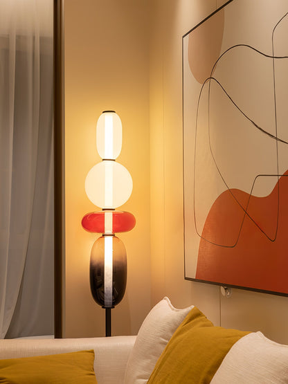 Tall Standing Lamp with Adjustable Color Temperature Metal & Glass Shade Modern Accent Lighting for Bedroom Living Room Reading Nook 51 in