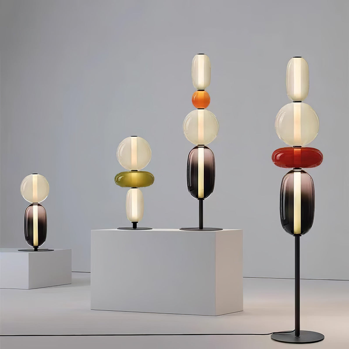 Tall Standing Lamp with Adjustable Color Temperature Metal & Glass Shade Modern Accent Lighting for Bedroom Living Room Reading Nook 51 in