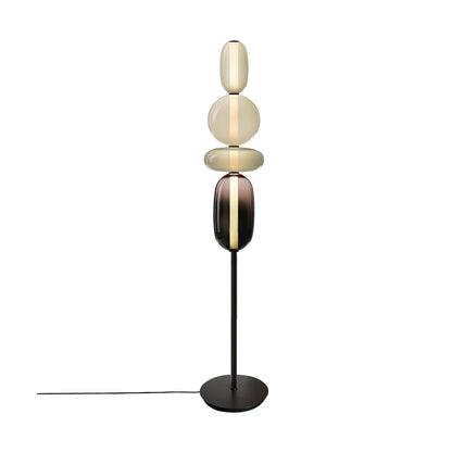 Artisan Glass Standing Lamp 63 in Red White Black Accent Light for Living Room Contemporary Sculptural Décor LED Uplight Statement Piece