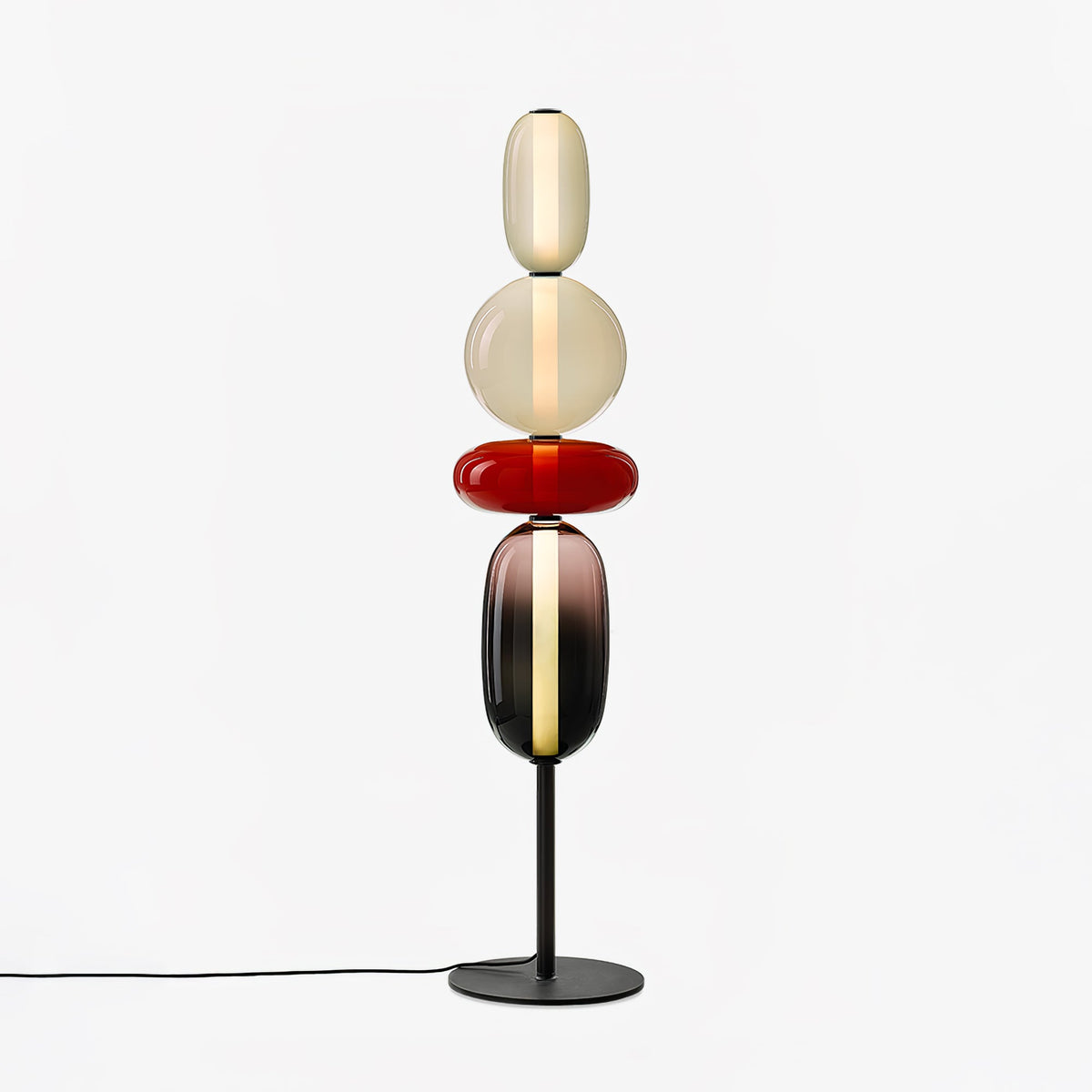 Tall Standing Lamp with Adjustable Color Temperature Metal & Glass Shade Modern Accent Lighting for Bedroom Living Room Reading Nook 51 in