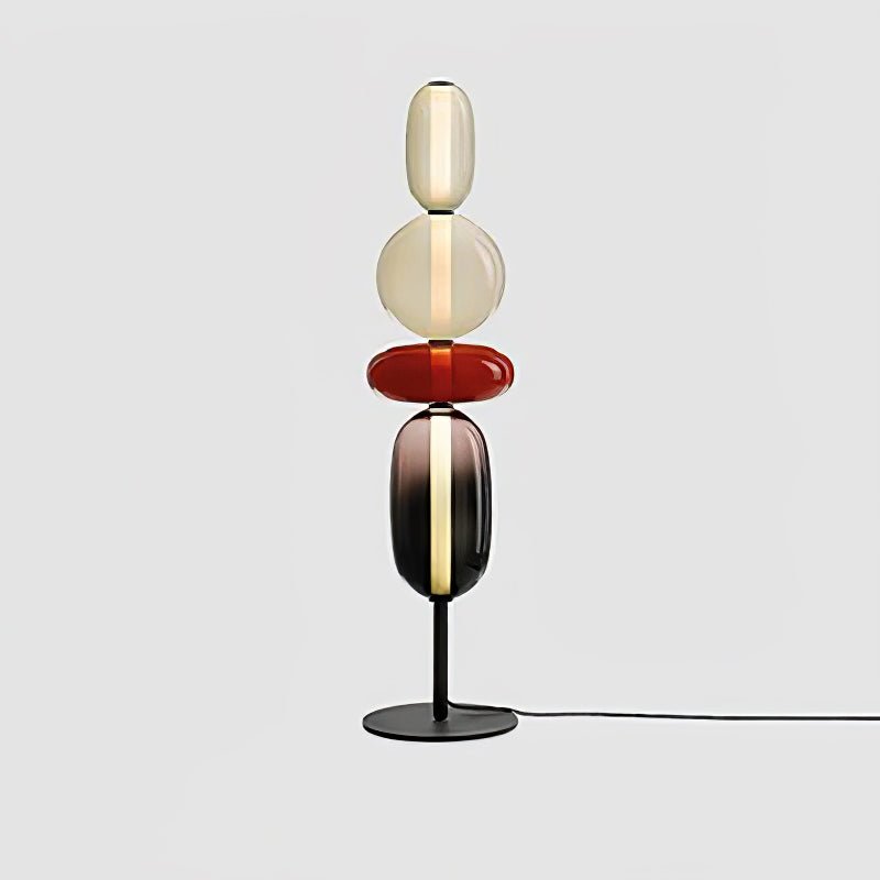 Artisan Glass Standing Lamp 63 in Red White Black Accent Light for Living Room Contemporary Sculptural Décor LED Uplight Statement Piece