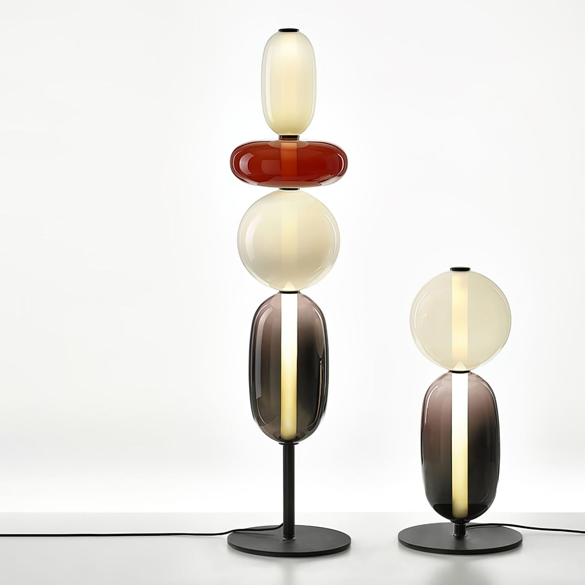 Tall Standing Lamp with Adjustable Color Temperature Metal & Glass Shade Modern Accent Lighting for Bedroom Living Room Reading Nook 51 in