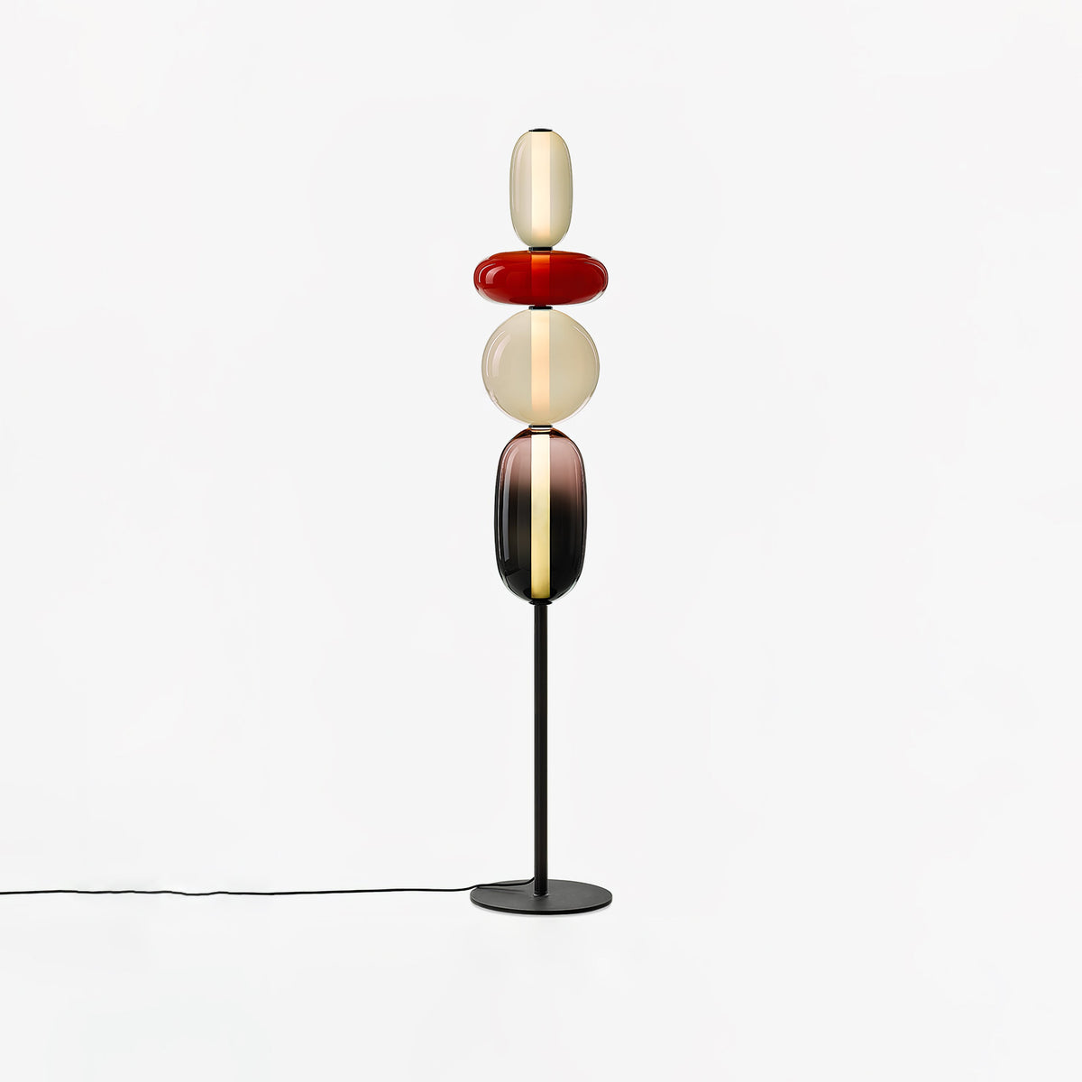 Tall Standing Lamp with Adjustable Color Temperature Metal & Glass Shade Modern Accent Lighting for Bedroom Living Room Reading Nook 51 in