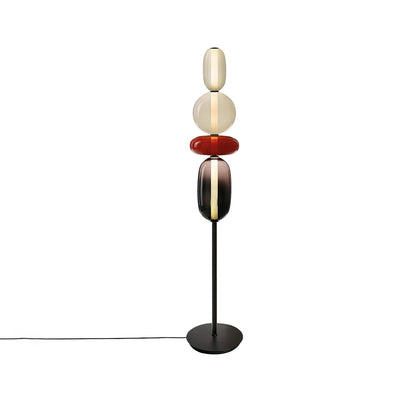 Artisan Glass Standing Lamp 63 in Red White Black Accent Light for Living Room Contemporary Sculptural Décor LED Uplight Statement Piece