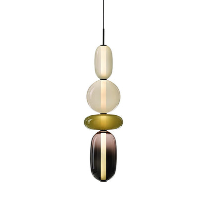 Handblown Glass Drop Pendant LED 7-inch Multi-Color Chandelier Dimmable Ceiling Light Adjustable for Kitchen Island Dining Table Living Room