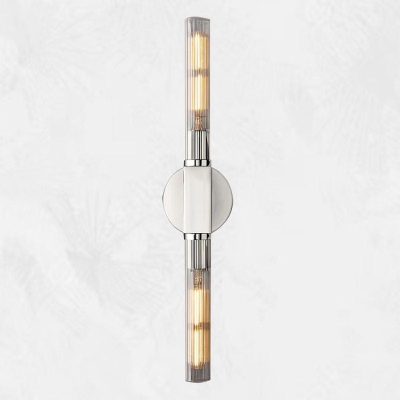 Glass Cylinder Wall Sconce with Brass or Nickel Finish – Single, Double & Linear Mount for Modern Interiors