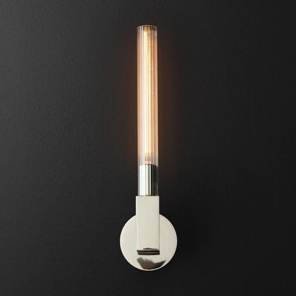 Glass Cylinder Wall Sconce with Brass or Nickel Finish – Single, Double & Linear Mount for Modern Interiors