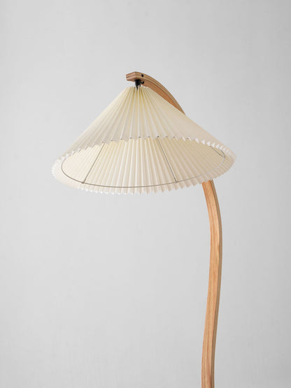 Arched Wood Reading Lamp with Fabric Shade 59 in Tall Modern Over-Sofa Light Natural Finish for Living Rooms Bedrooms Minimalist Standing La
