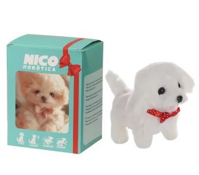 Battery-Powered Plush Puppy Toy 6.7 Inches Walks Barks Wags Tail Brown White Kids Pretend Pet for Boys Girls Children's Room Nursery Gift Al