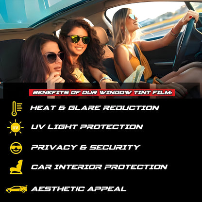Vehicle Window Tint Film - UV Protection & Heat Reduction for Car, SUV & Truck Windshields & Side Windows