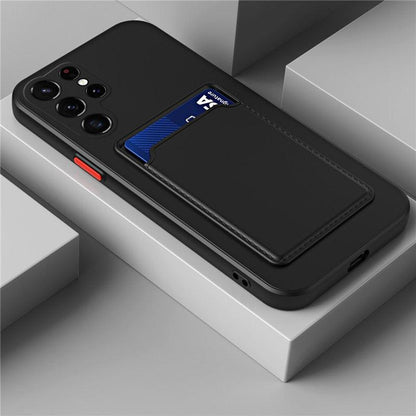 Silicone Phone Case with Built-In Card Slot for Samsung Galaxy – Shockproof Protection, Anti-Fingerprint Finish, Holds 2 Cards
